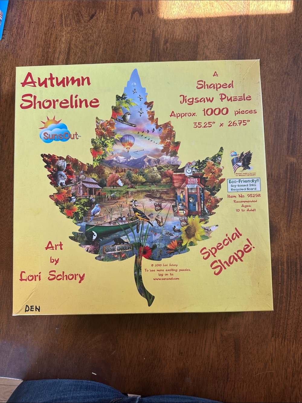 Autumn Shoreline Leaf-Shaped Jigsaw Puzzle -